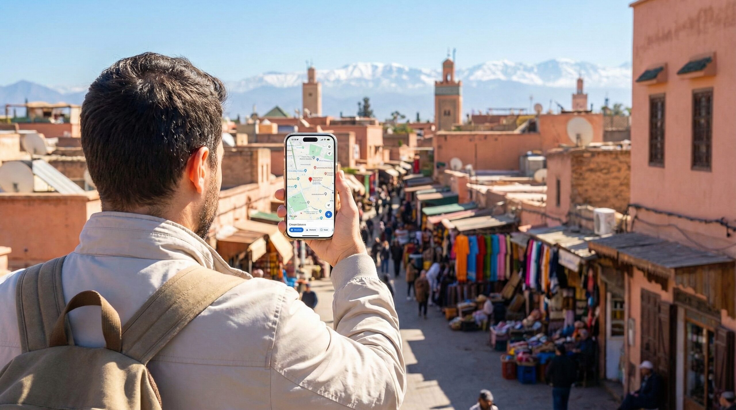 Map of mobile network coverage in Morocco by region: cities, rural, desert, mountains